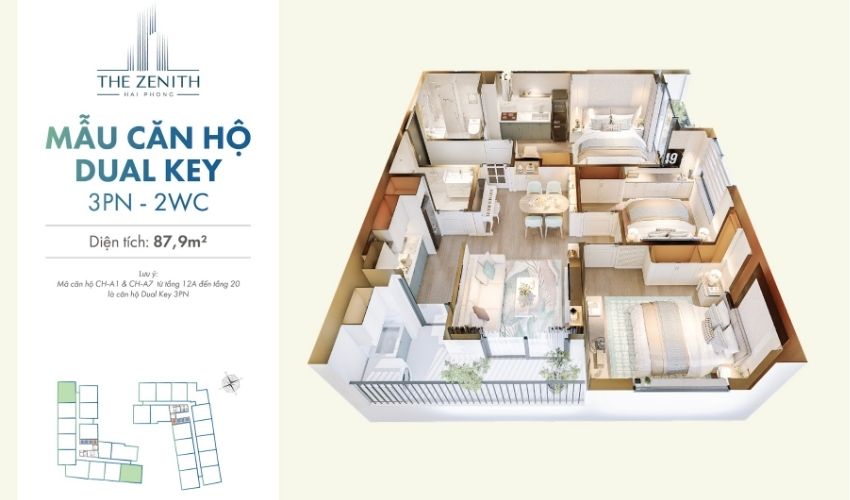 Mẫu thiết kế Dualkey chung cư The Zenith Hải Phòng