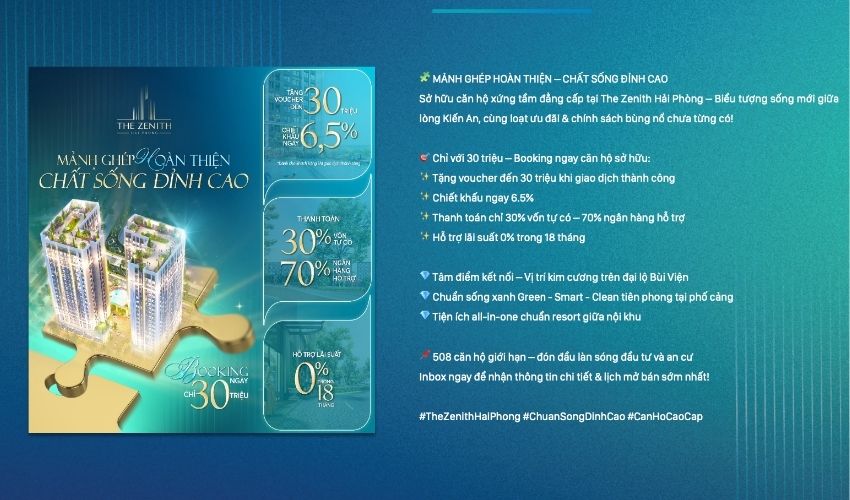 Chính sách bán hàng chung cư The Zenith Hải Phòng hấp dẫn nhất thị trường