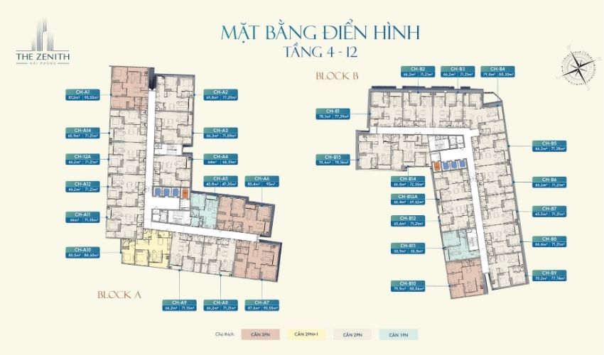 Mặt bằng thiết kế chung cư The Zenith Hải Phòng